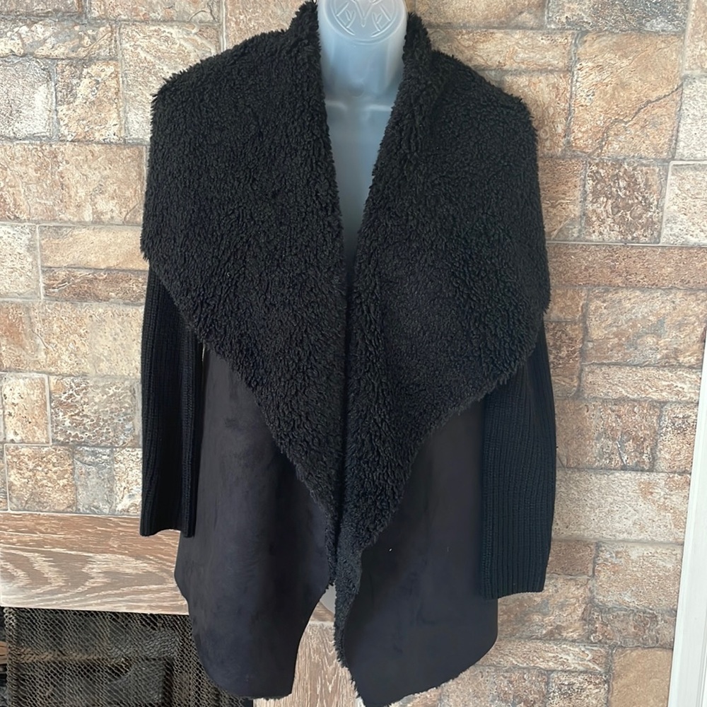 Black suede cardigan/ sweater